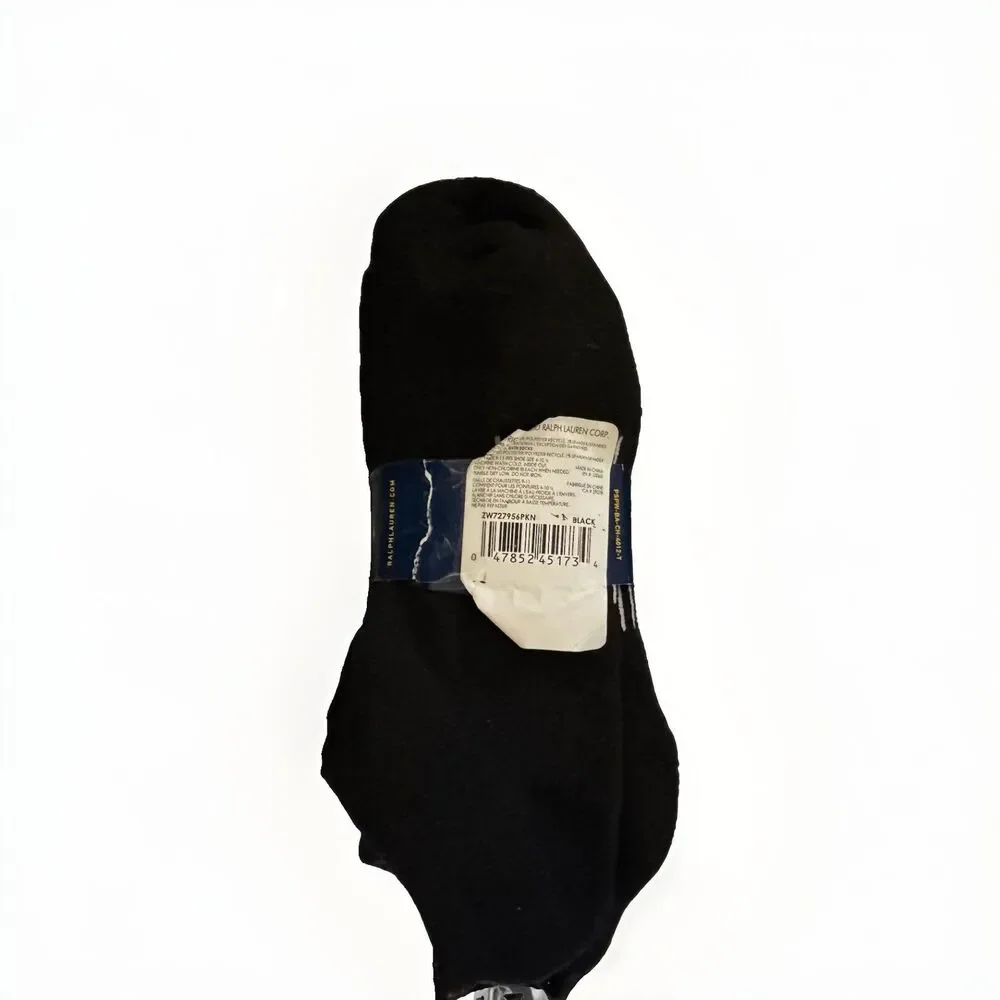NWT Polo Ralph Lauren Women's Ankle Socks 6 pack Black W/ White Horse size 9-11